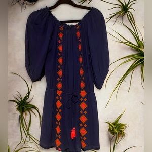Japna Embroidered Summer Navy Romper